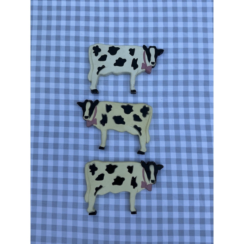 VTG 1980's Plastic Cow Wall Hanging Decor Made In USA Set Of 3 Country Farmhouse